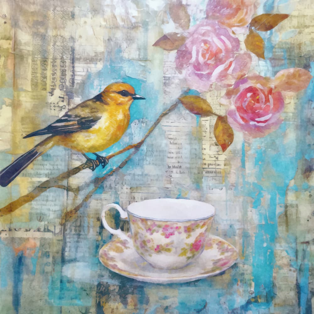 Charming Bird Teacup by Andrea Haase — canvas wall art