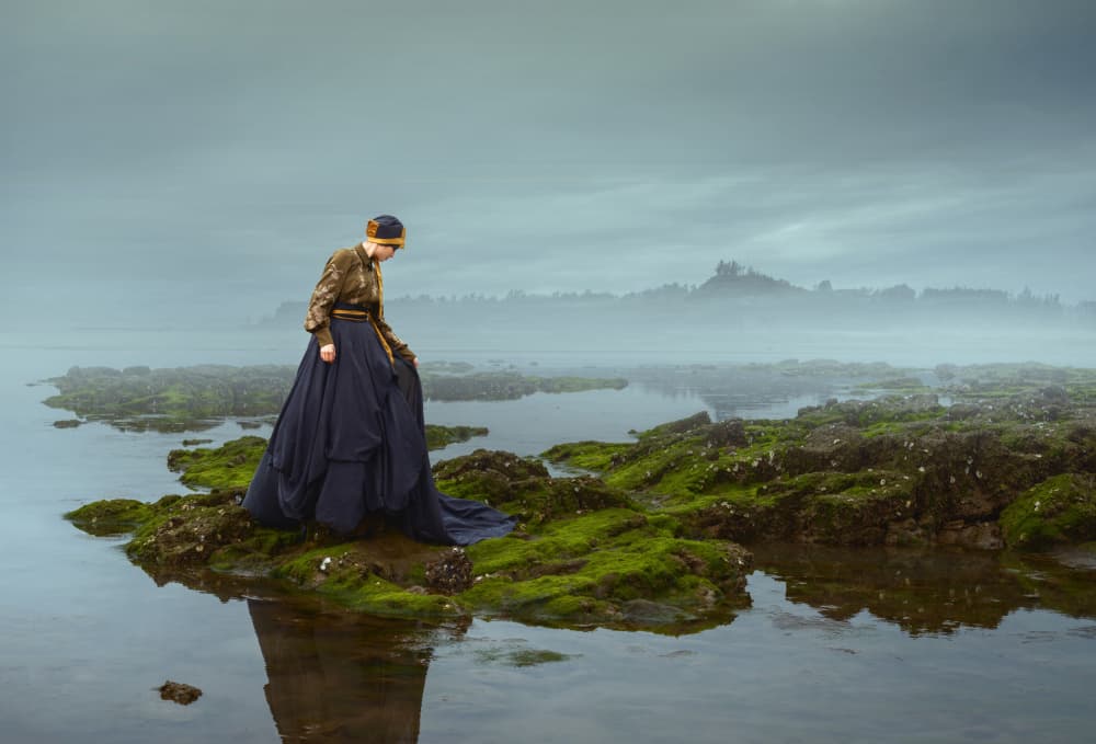 Woman On Misty Coast by Cai ning — canvas wall art