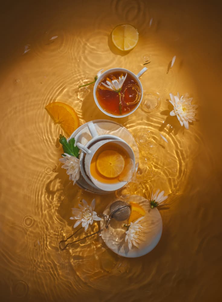Golden Tea Serenity by Dina Belenko — canvas wall art