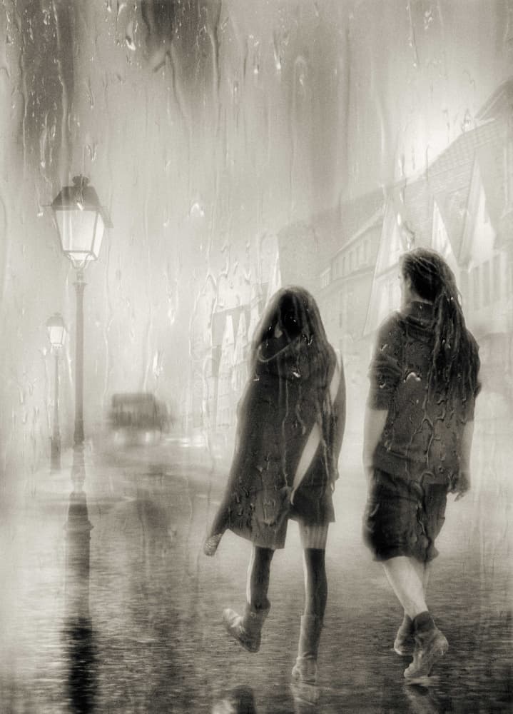 Rainy City Street Walk by Charlaine Gerber — canvas wall art