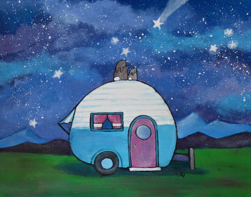 Starry Camper Adventure by Andrea Doss — canvas wall art