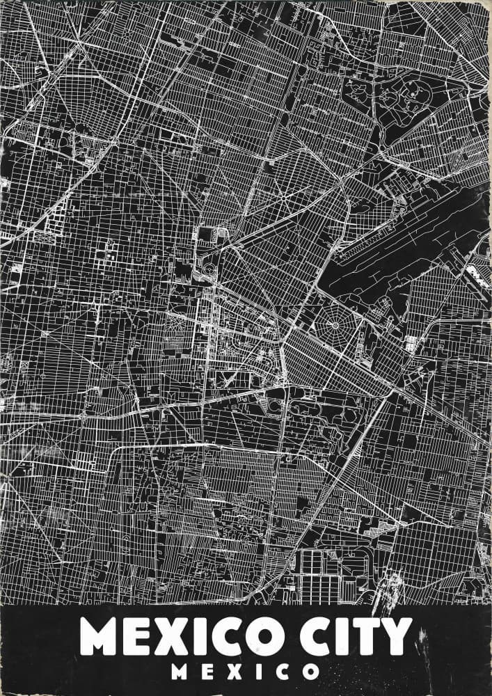 Mexico City Street Map by Nicholas — canvas wall art