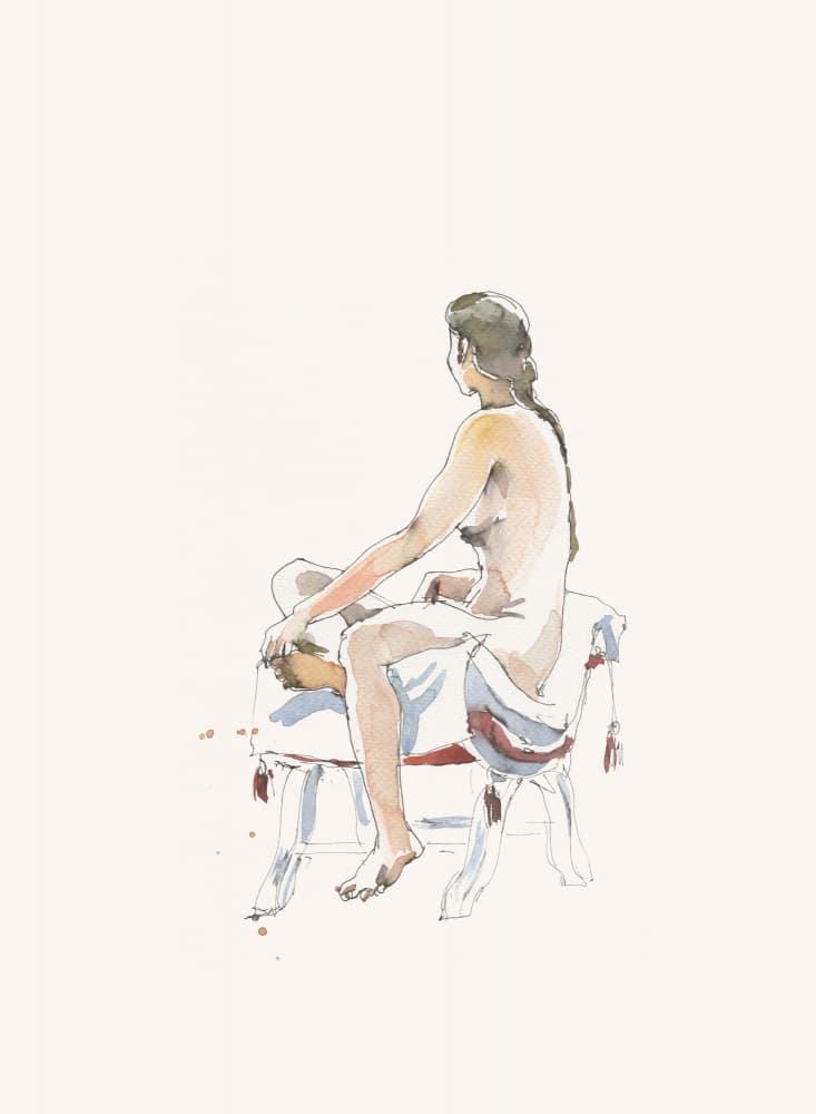 Quiet Seated Nude by Catalina Somolinos — canvas wall art