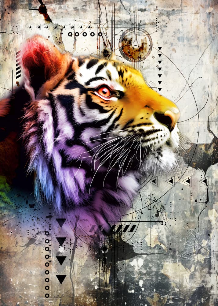 Colorful Abstract Tiger by Rafal Kulik — canvas wall art