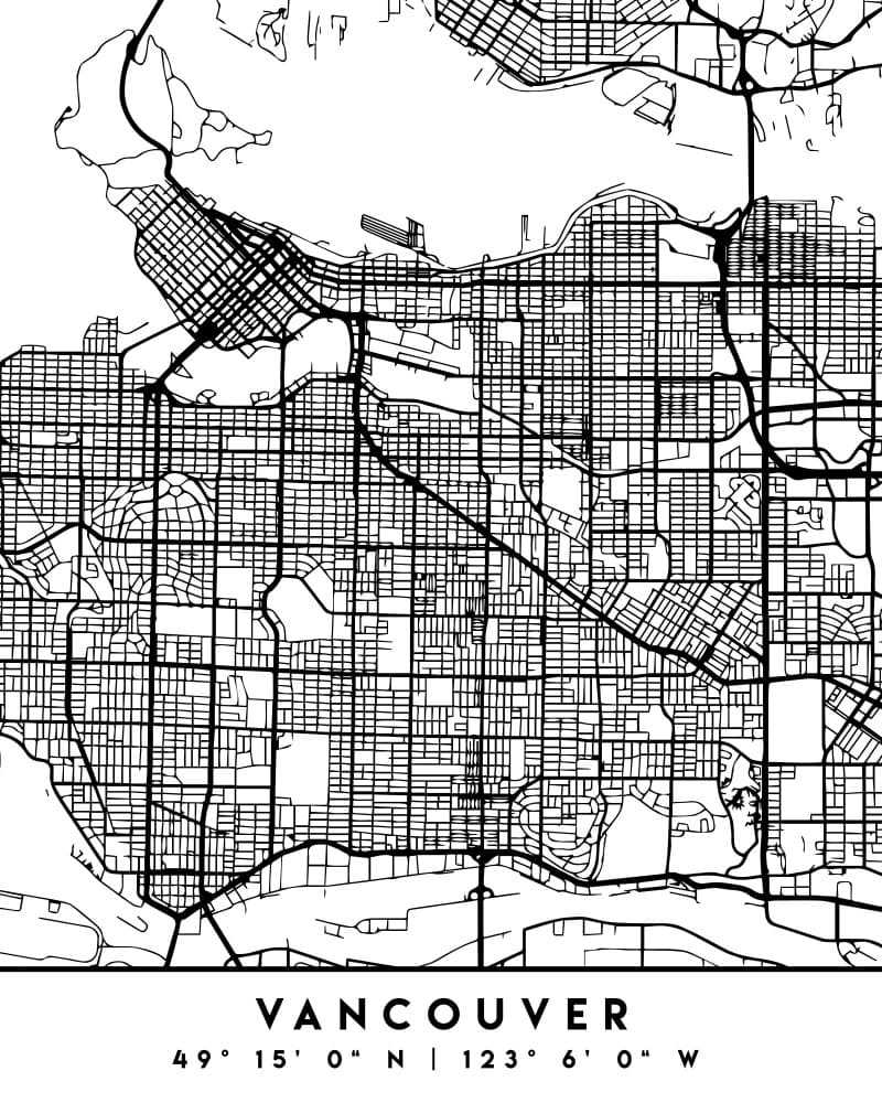 Vancouver City Map by Emiliano Deificus — canvas wall art