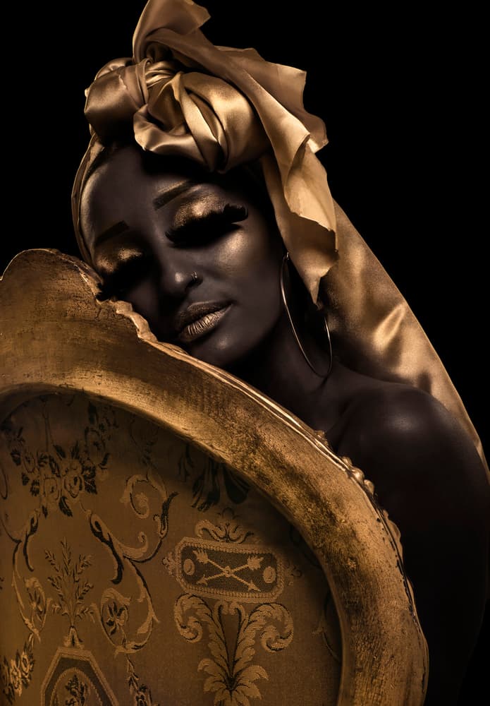Golden Glamour Portrait by MAYA ILTUS — canvas wall art
