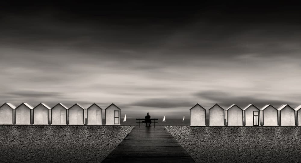 Lonely Man Sea View by Pierre Bacus — canvas wall art