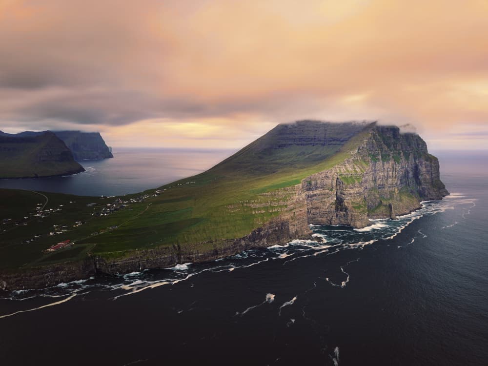 Misty Island Cliffs by John-Mei Zhong — canvas wall art