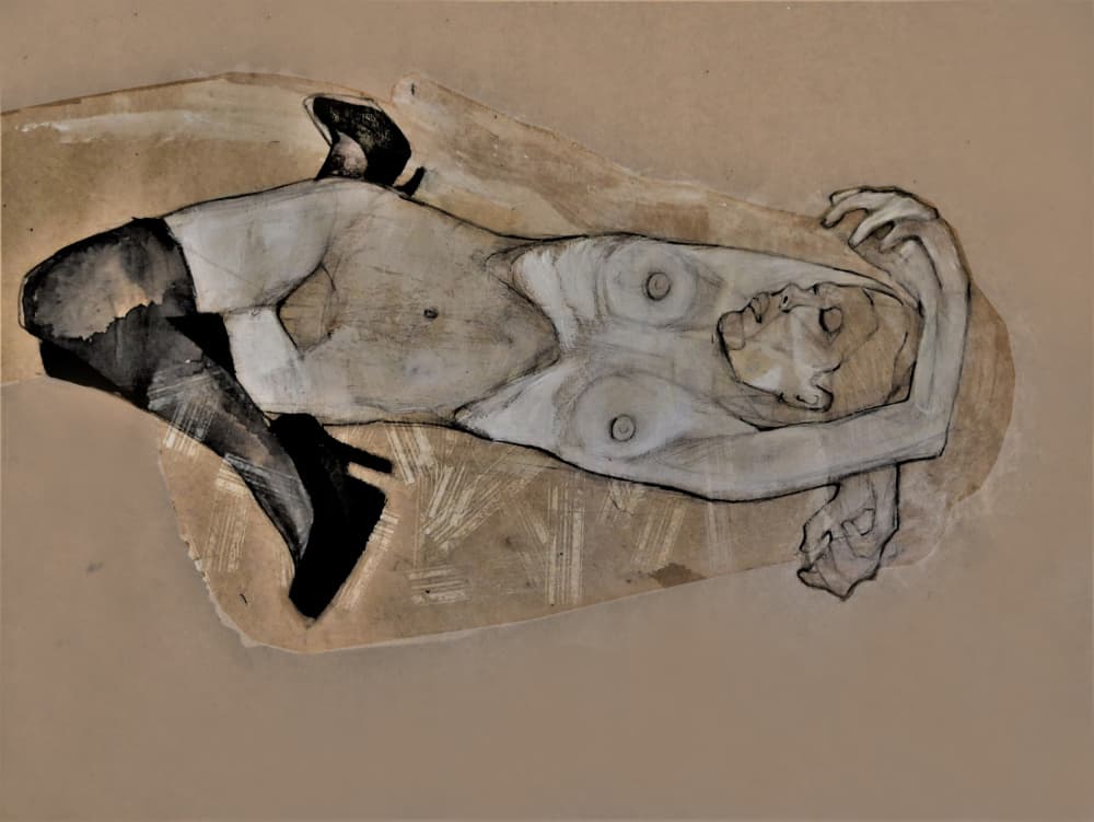 Nude Woman Reclining Sketch by Doris Schmitz — canvas wall art