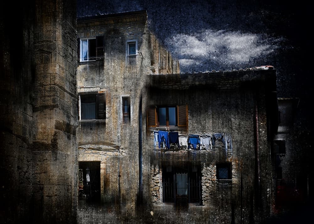 Dark City Laundry by Raffaele Corte — canvas wall art