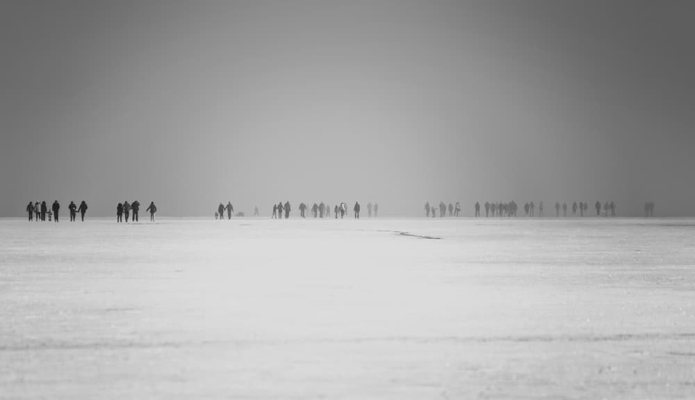 Winter Walk Silhouettes by Ales Krivec — canvas wall art