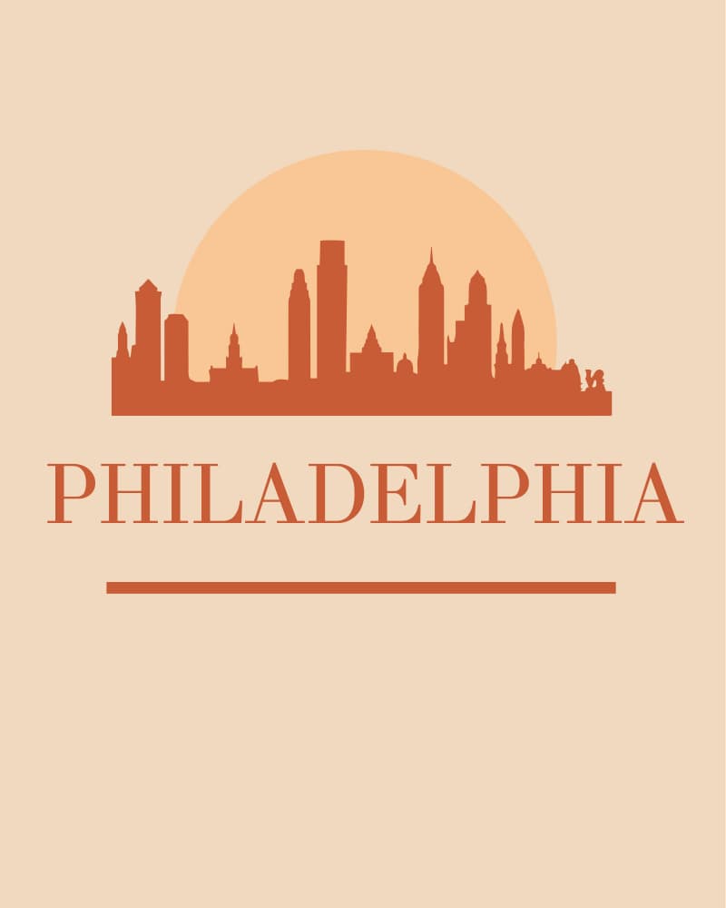 Philadelphia Sunset Silhouette by Emiliano Deificus — canvas wall art