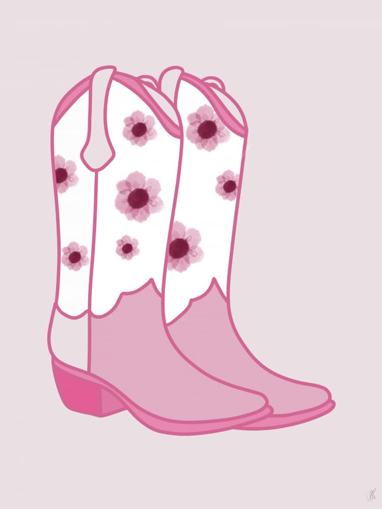 Sweet Floral Cowgirl Boots by Anne-Marie Volfova — canvas wall art
