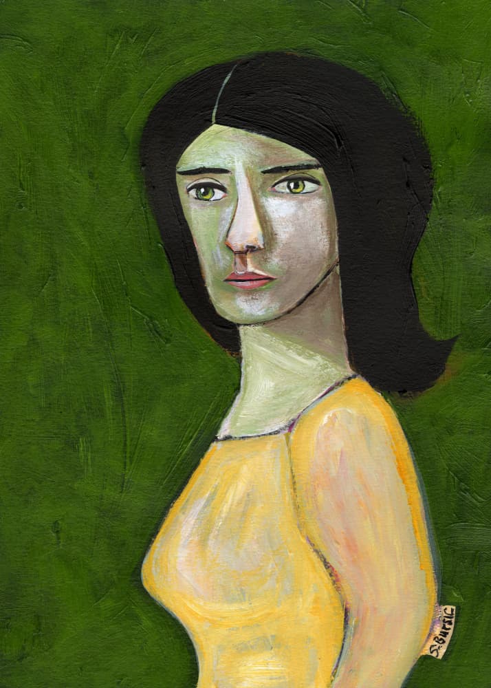 Pensive Woman Portrait by Sharyn Bursic — canvas wall art