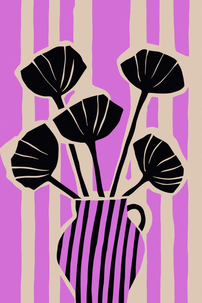 Bold Blooms in Vase by Treechild — canvas wall art