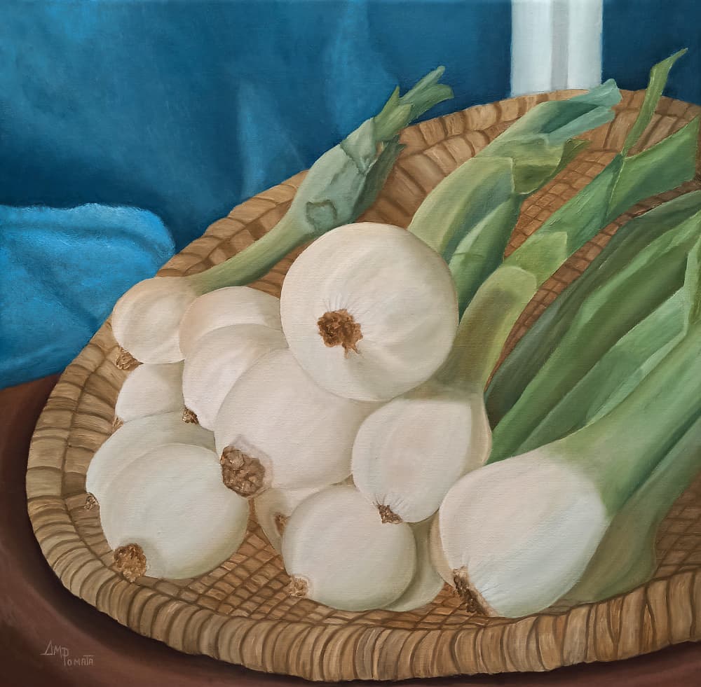 Fresh Onions Still Life by Angeles M. Pomata — canvas wall art