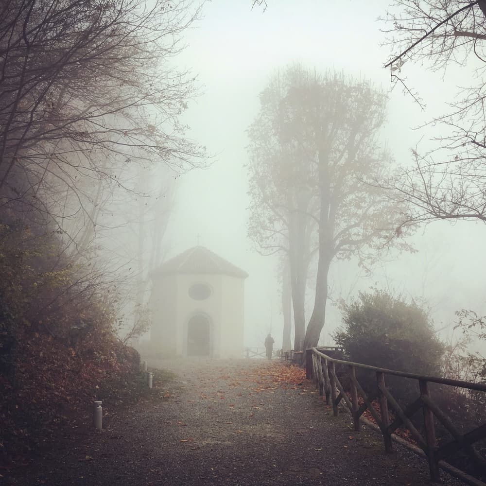 Foggy Path to Chapel by Lorenzo Grifantini — canvas wall art