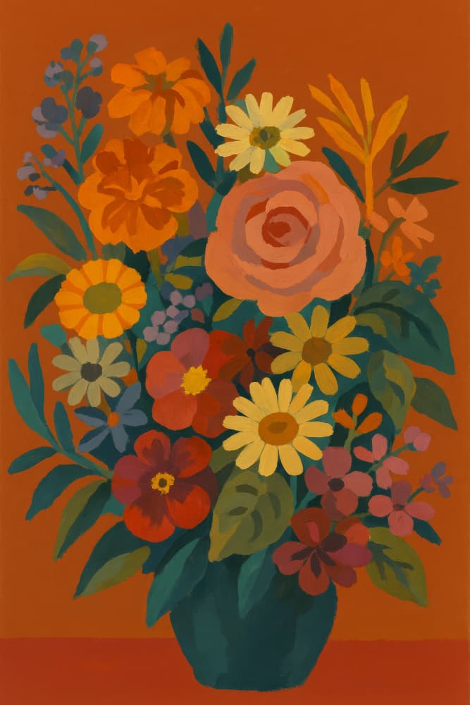 Warm Floral Bouquet by Frida Floral Studio — canvas wall art