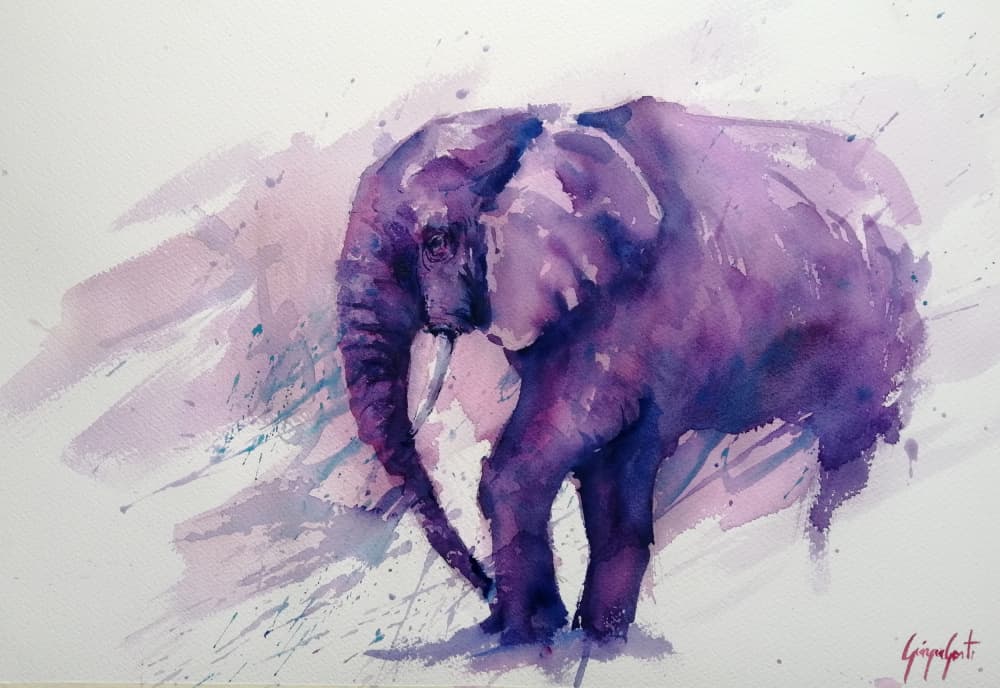 Majestic Purple Elephant by Giorgio Gosti — canvas wall art