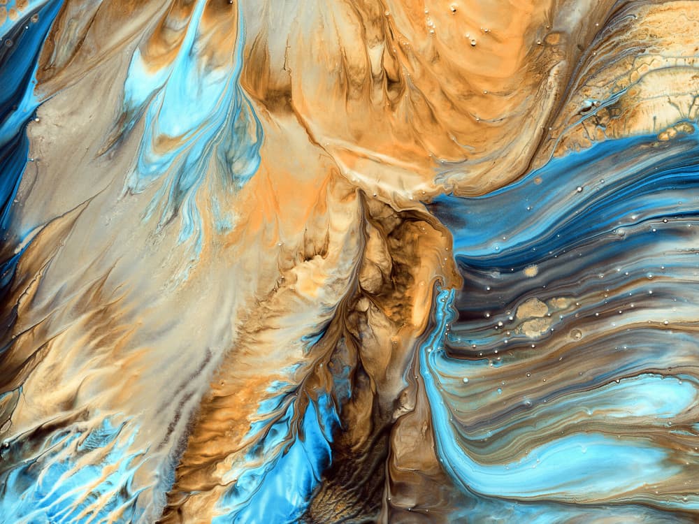 Dynamic Gold Blue Abstract by Heidi Westum — canvas wall art