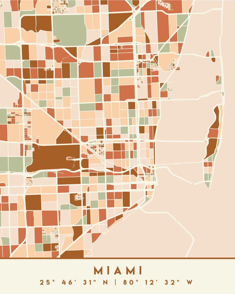 Miami City Map by Emiliano Deificus — canvas wall art