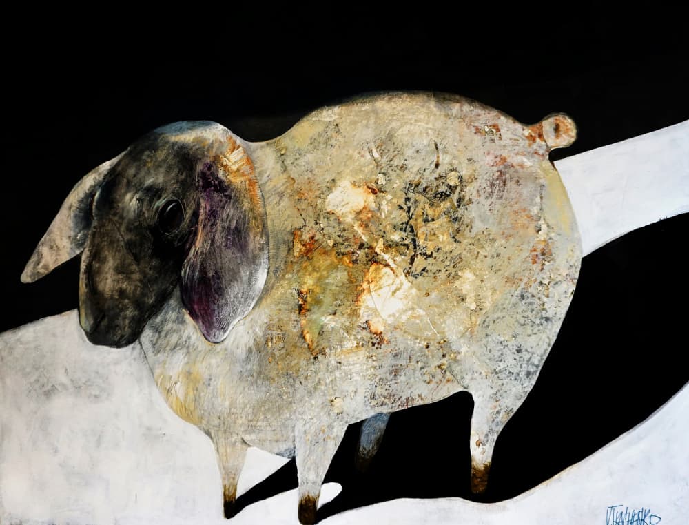 Textured White Sheep by Victor Tkachenko — canvas wall art