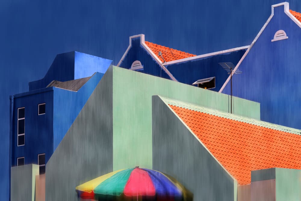 Colorful Geometric Buildings by Hans-Wolfgang Hawerkamp — canvas wall art