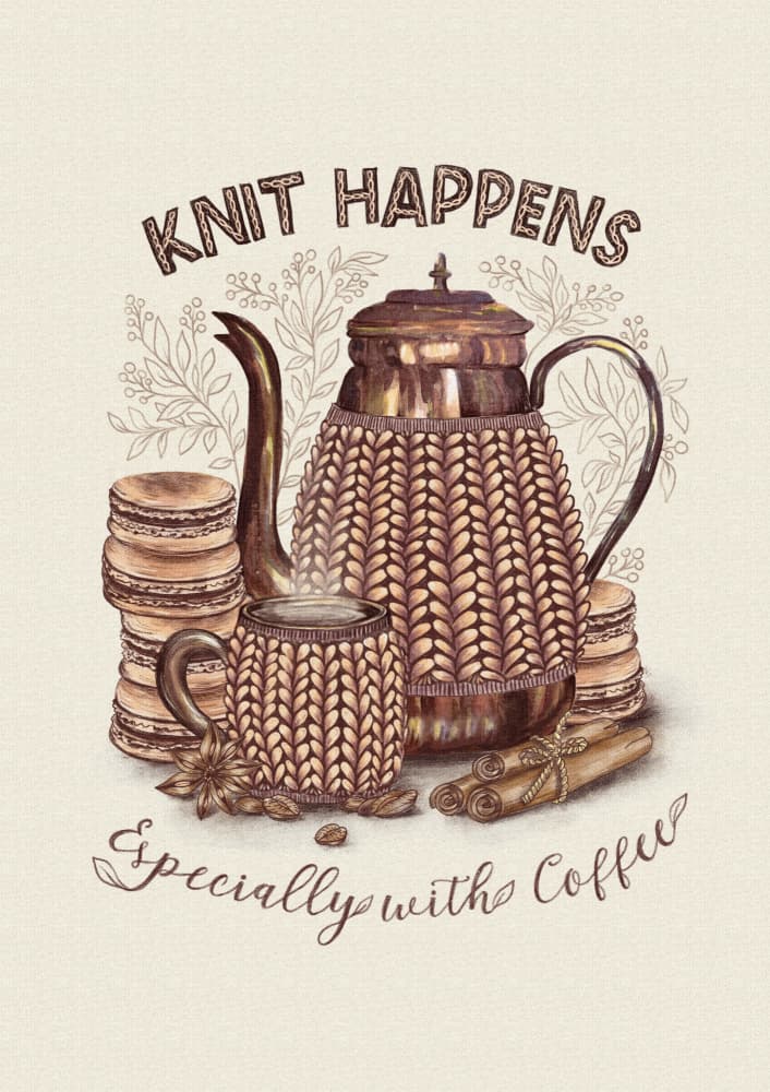 Cozy Coffee Knit by Olena Kovalova — canvas wall art
