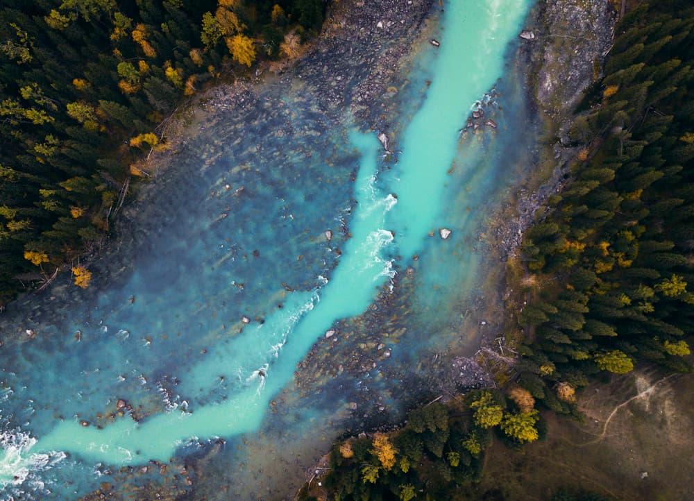 Winding Turquoise River by Zhou Chengzhou — canvas wall art