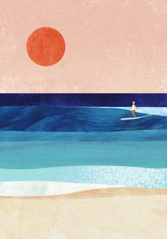 Serene Surf Sunset by longwayhome — canvas wall art