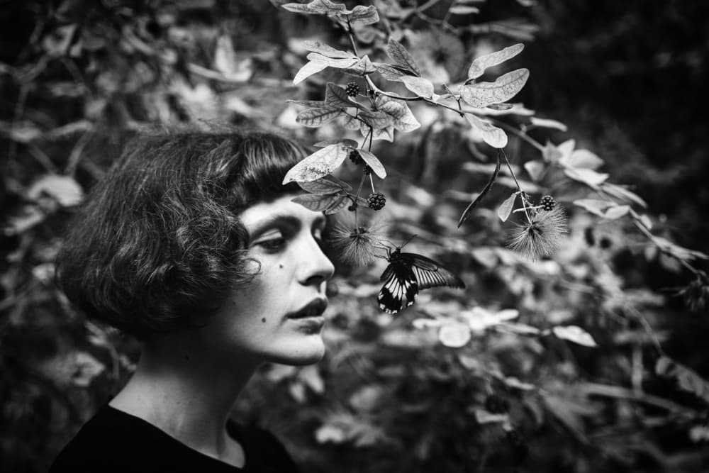 Pensive Woman Butterfly by Markus Grimm — canvas wall art