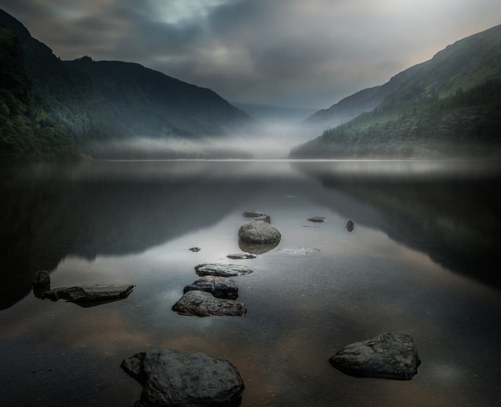 Misty Mountain Lake by David Ahern — canvas wall art