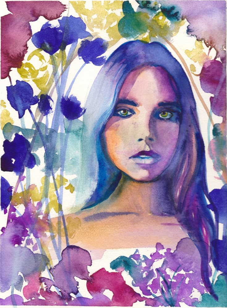 Dreamy Floral Woman by Christine Lindstrom — canvas wall art