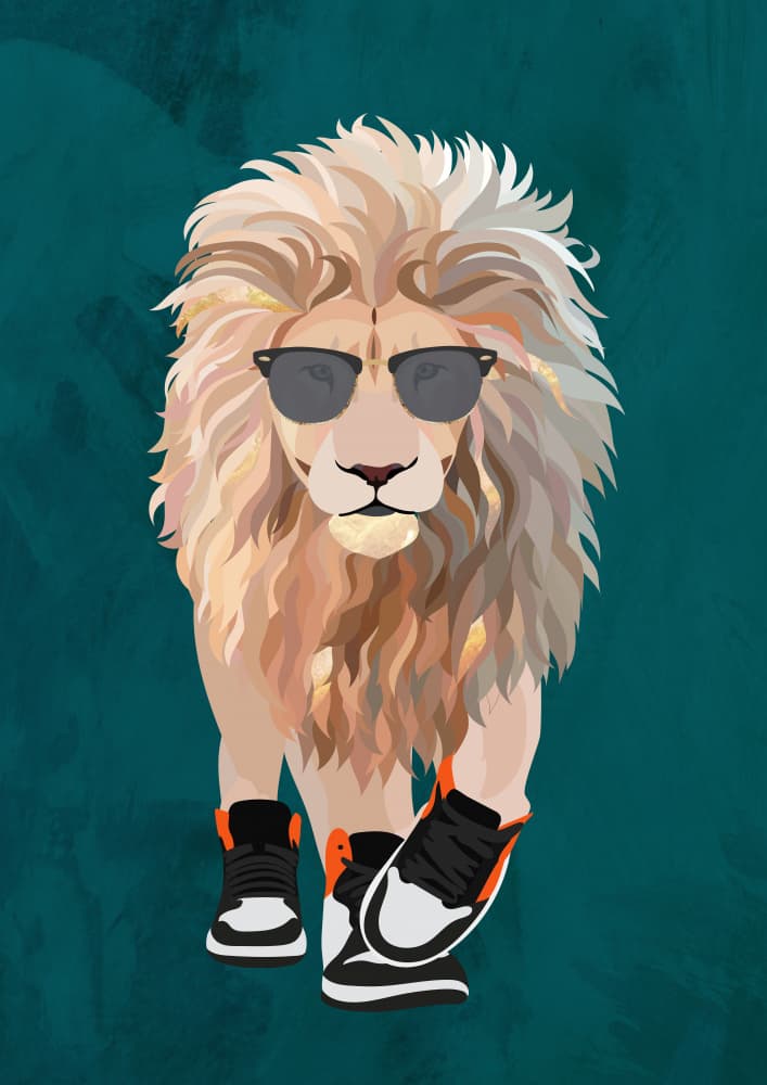 Stylish Lion Walk by Sarah Manovski — canvas wall art