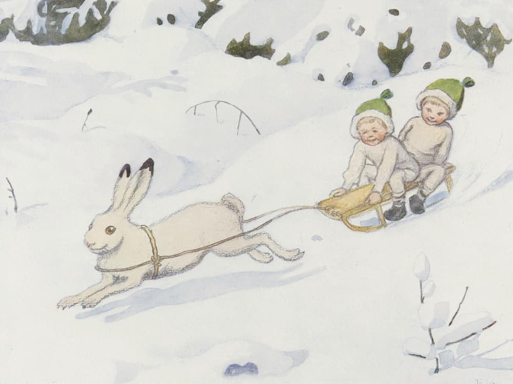 Snöharen by Elsa Beskow — canvas wall art