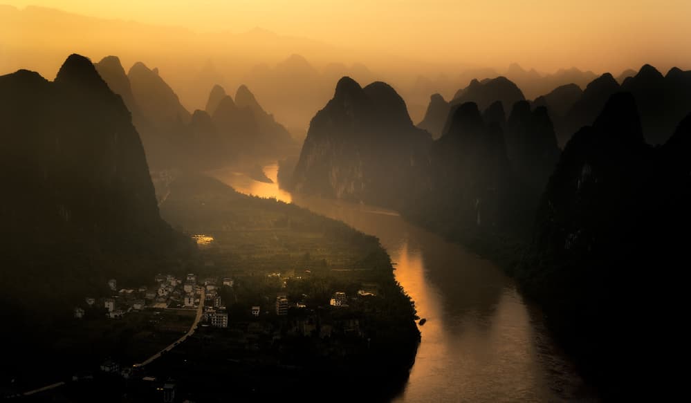 Golden River Valley Sunset by Fabrizio Massetti — canvas wall art