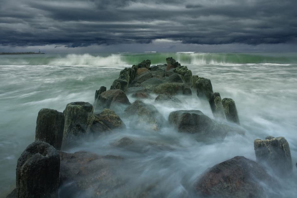 Dramatic Ocean Pier by Dmitry Kulagin — canvas wall art