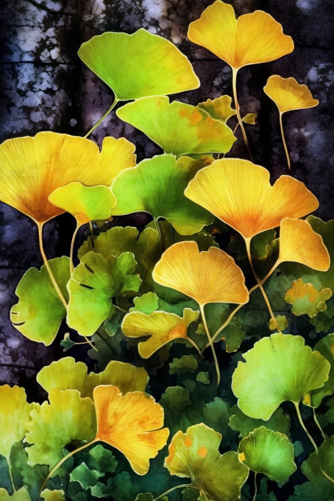 Golden Ginkgo Leaves by Justyna Jaszke — canvas wall art