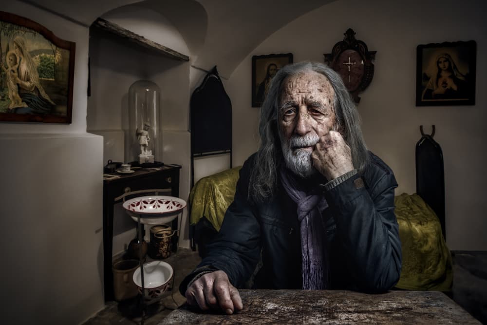 Thoughtful Old Man by Pasquale Guerra — canvas wall art