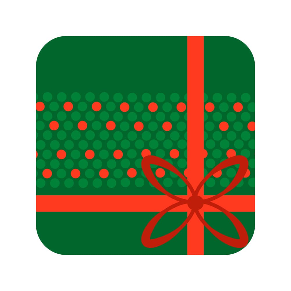 Festive Green Gift Box by Marika Barsrsind — canvas wall art
