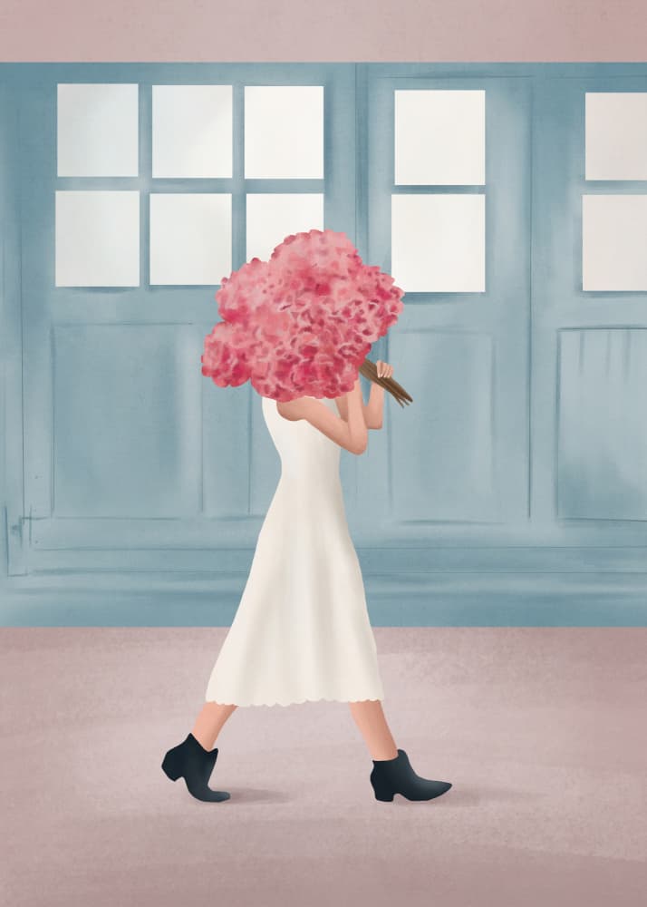 Elegant Walk With Flowers by Flow Line — canvas wall art