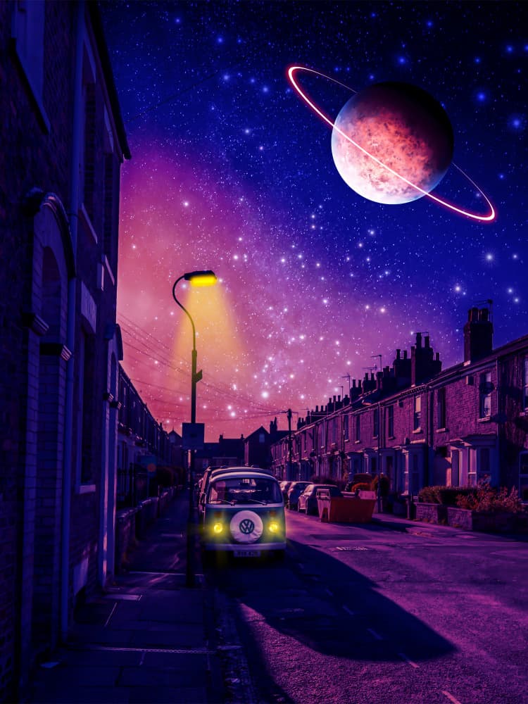 Starry Night Street Van by Ritvik takkar — canvas wall art