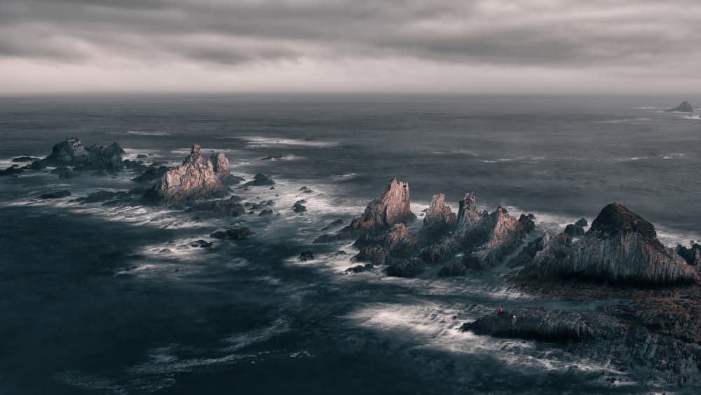Dramatic Ocean Rocks by TONY GORAN — canvas wall art
