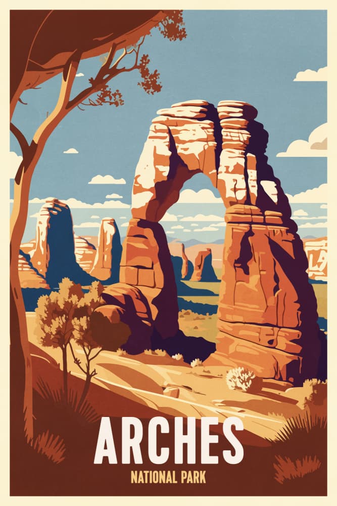 Arches National Park Vintage by thomas chedeville — canvas wall art