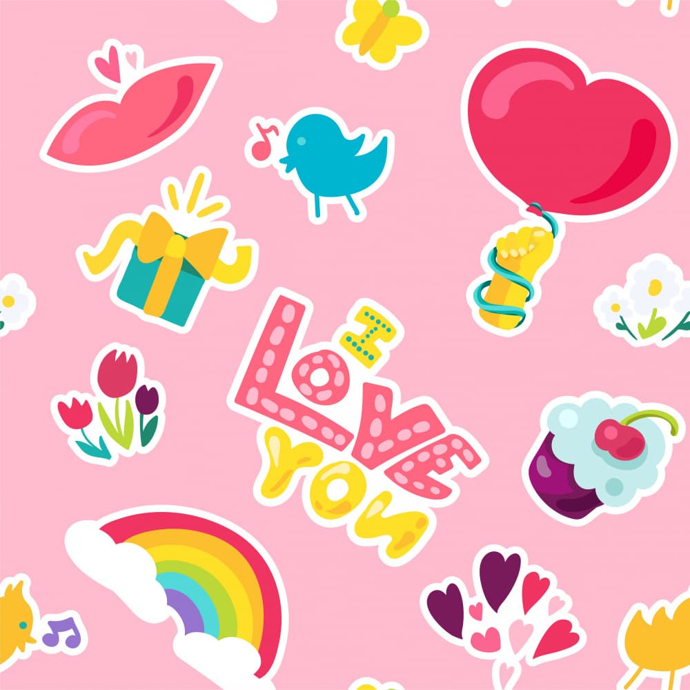 Cute Love Stickers by Marika Barsrsind — canvas wall art