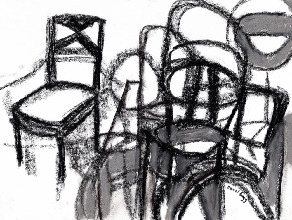 Abstract Chairs Sketch by Janel Bragg — canvas wall art