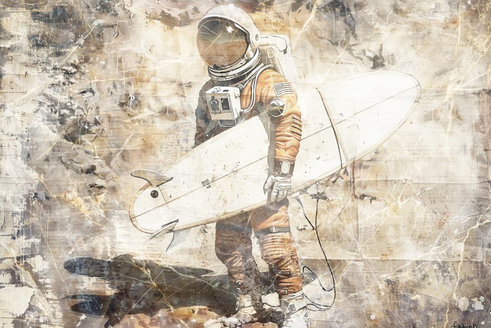 Cosmic Surfer Awaits by Rafal Kulik — canvas wall art