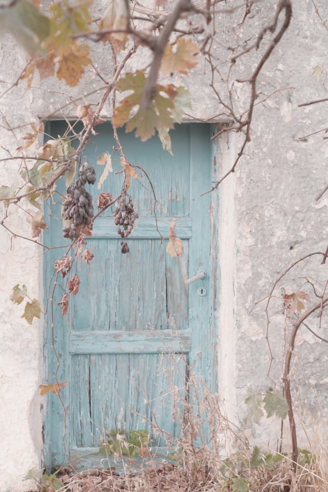 Weathered Blue Doorway by Courtney Crane — canvas wall art