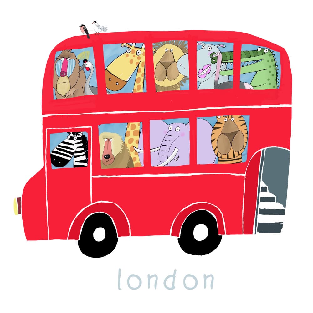 London Animal Bus Tour by Carla Daly — canvas wall art