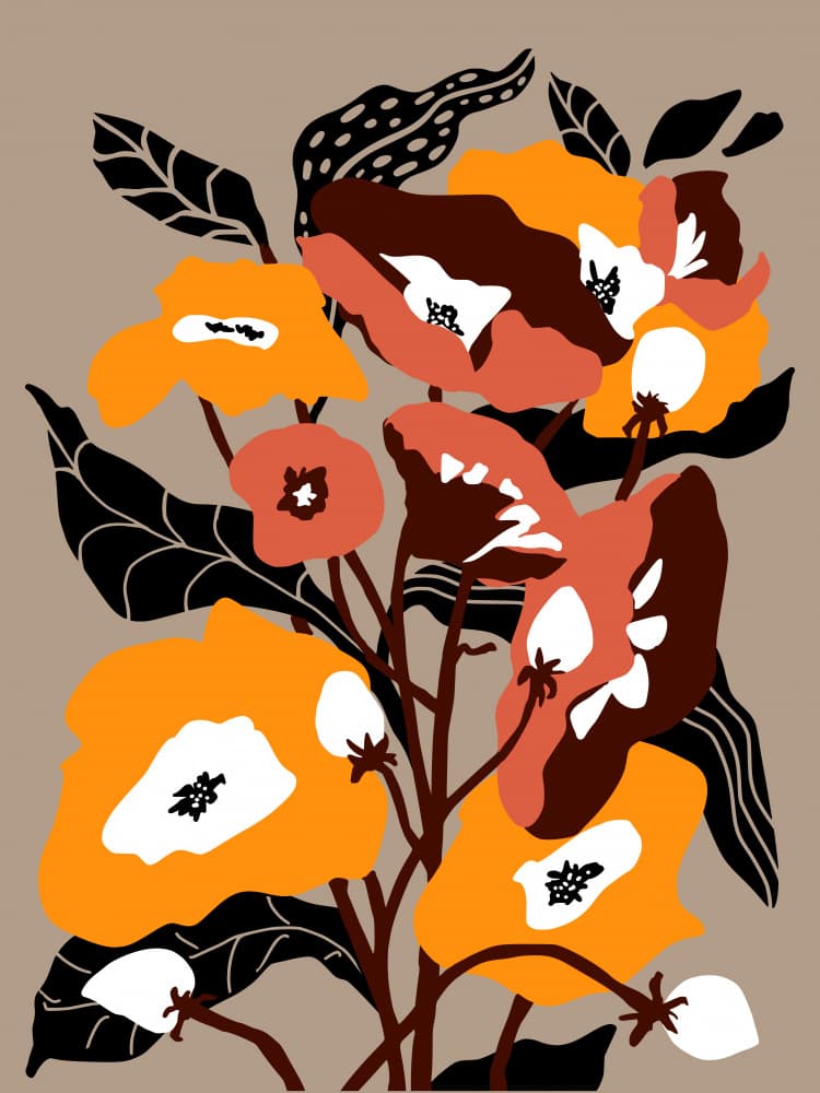 Bold Orange Botanicals by Annick — canvas wall art
